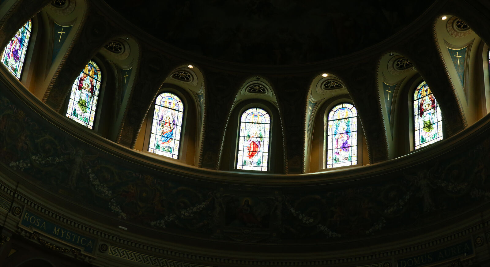 Stained glass around the dome